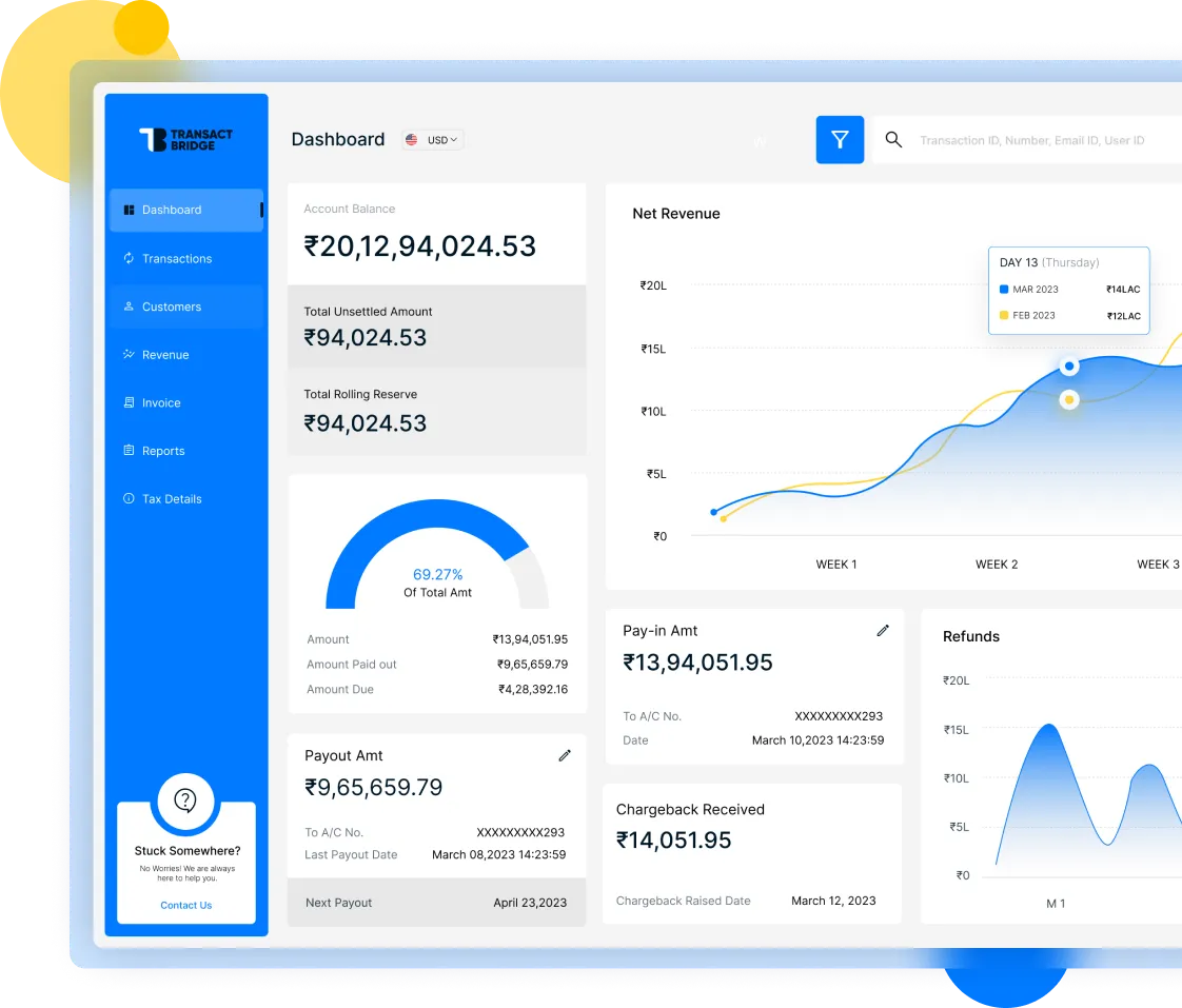 Transact Bridge Dashboard for Merchants