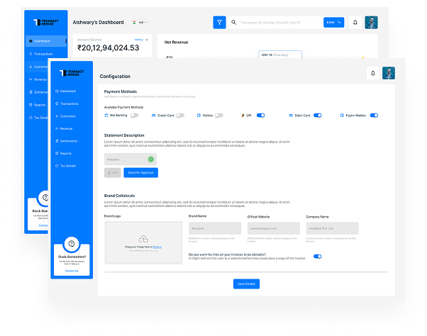 Transact Bridge Dashboard for Merchants